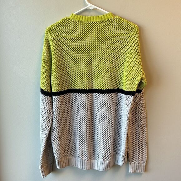 Kokun sweater green and grey medium cotton vneck - Picture 6 of 7
